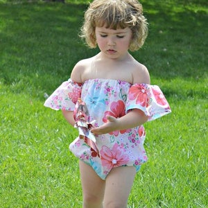 Baby Romper Pattern Girls Romper Pattern Baby off the Shoulder Playsuit 0 Months Through 5t PDF Downloadable Etsy