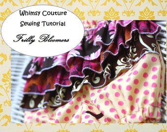 ruffled bloomers frilly diaper cover girls ruffles sewing pattern PDF