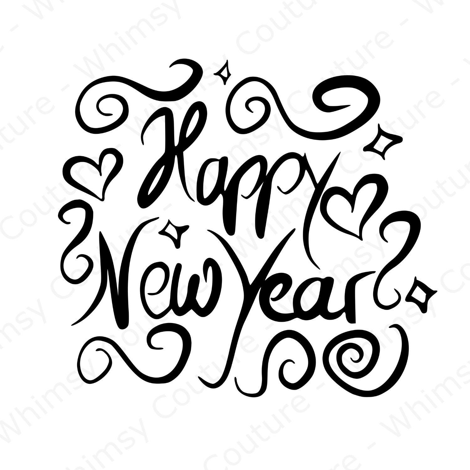 Download Happy New Year in whimsical swirls svg file png dxf eps ...
