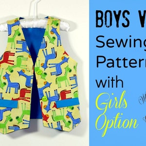 Vest Sewing Pattern with girls/boys version NB - 8 Whimsy Couture