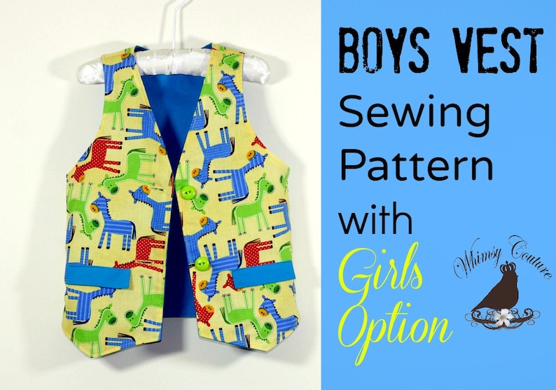Boys Vest Pattern with girls version NB 8 Whimsy Couture Sewing Pattern Tutorial PDF ebook image 4