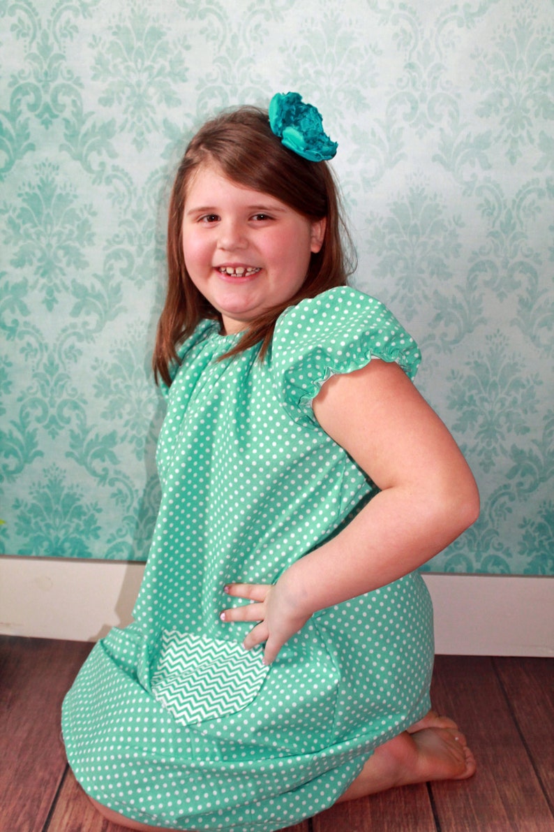 Peasant dress pattern with pockets Whimsy Couture Tutorial 0m 12 girls PDF Instant Templateless Pattern image 4