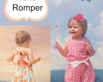 Girls Romper Pattern, Halter Romper Pattern Whimsy Couture Sewing Pattern PDF -- many sizes Instant Download