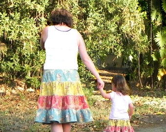 Skirt Pattern for mommy and me 4-tiered Skirts for 3m through 16 Ladies PDF Instant