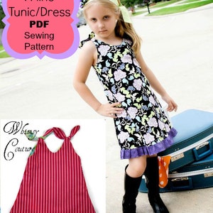 A-line Tunic and Dress Sewing Pattern by Whimsy Couture Reversible Or One Sided 12 m through 10 girls PDF Instant Download