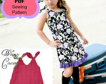 A-line Tunic and Dress Sewing Pattern by Whimsy Couture Reversible Or One Sided 12 m through 10 girls PDF Instant Download