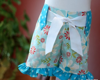 Girls Ruffle Shorts Sewing Pattern Tutorial with option flat front newborn through size 8