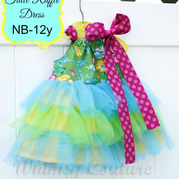 PDF Sewing Pattern with tutorial to make cute Tulle Ruffle Dresses newborn-12 girls Instant