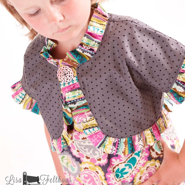 Whimsy Couture Sewing Pattern Tutorial ebook -- Ruffled Bolero -- sizes 12 months- 12 girls PDF Instant