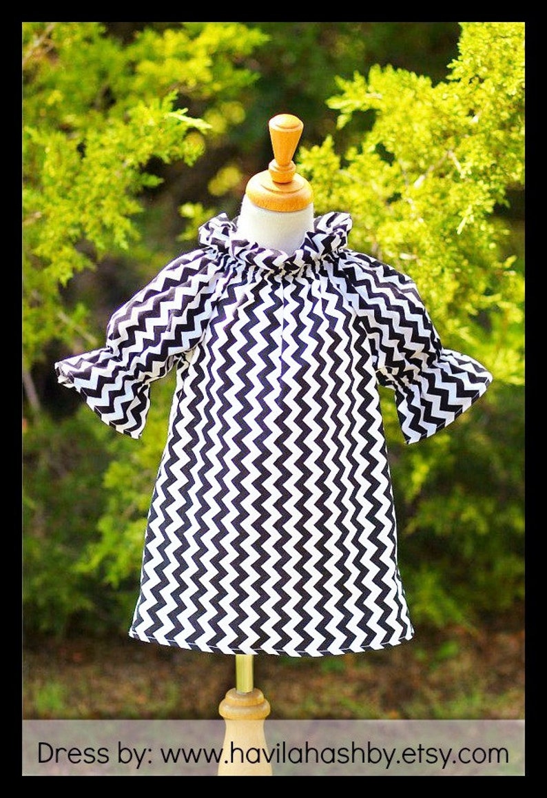 Girls Peasant Top/Dress Sewing Pattern with high collar newborn through 12 girls 3 sleeve lengths PDF Whimsy Couture image 1