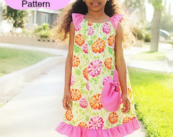 Angel Sleeve Pattern Top and Dress nb-12 girls Instant Download