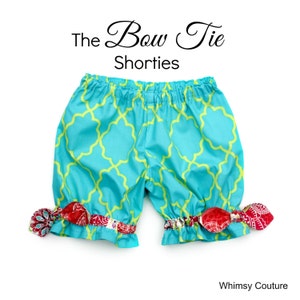 Girls Shorts Pattern - Bow Tie Shorties - 3m through 16 girls PDF Instant Download
