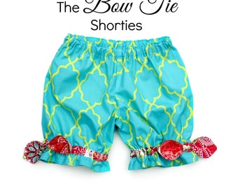 Girls Shorts Pattern - Bow Tie Shorties - 3m through 16 girls PDF Instant Download