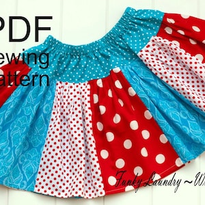 Skirt Pattern for girls Scrappy Twirl -- NB -12 girls PDF Instant