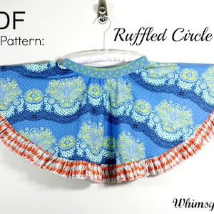 Ruffled Circle Skirt Sewing Pattern sizes 3m through 8 girls PDF Instant
