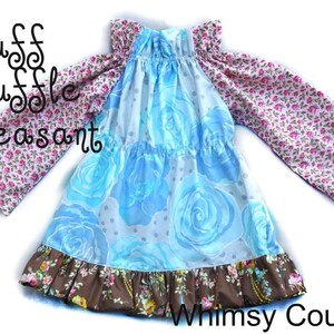 Girls Peasant Top/Dress Sewing Pattern with high collar newborn through 12 girls 3 sleeve lengths PDF Whimsy Couture image 3