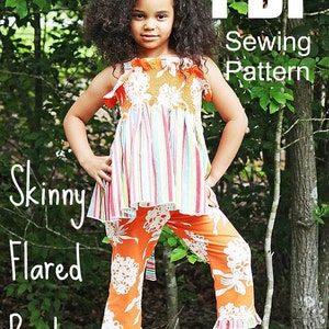 Girls Pants Pattern Tutorial Skinny Flared Doll Babies Toddlers through 8 girls PDF Instant image 1