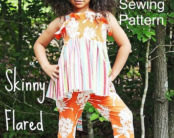 Girls Pants Pattern Tutorial Skinny Flared Doll Babies Toddlers through 8 girls PDF Instant