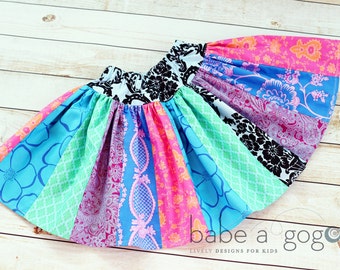 Girls Skirt Pattern Scrappy Twirl -- NB -12 girls PDF Instant