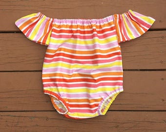 Girls Romper Pattern, Baby Off The Shoulder Romper Pattern Playsuit 0 months through 5t PDF downloadable