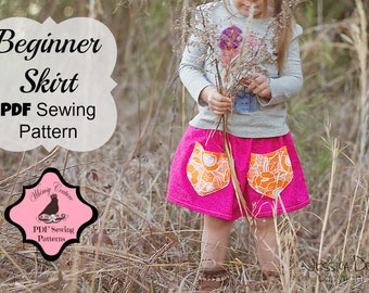 Girls Skirt Pattern Tutorial Templateless  sizes 3m - 16 girls with pockets PDF Instant