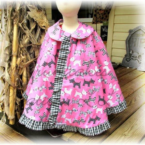 Vintage Cape Pattern for girls w.collar option and ruffle 18m-10 girls