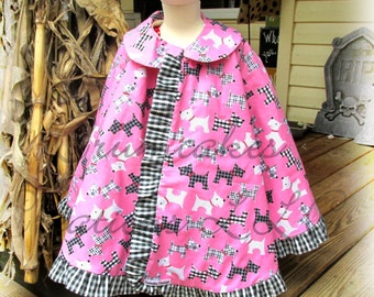 Vintage Cape Pattern for girls w.collar option and ruffle 18m-10 girls