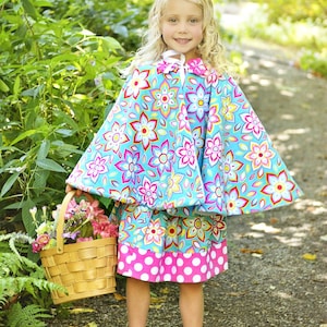 Girls Vintage Cape Pattern w.collar options for hood and ruffle 18m-10 girls In