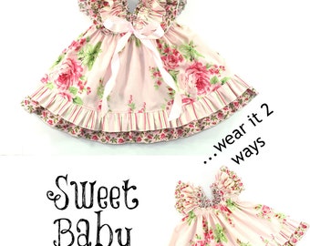 Girls Dress Pattern -- Sweet Baby Doll --Dress 0 months through 12 girls PDF Instant