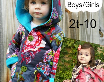 Hooded Jacket Boys Girls Whimsy Couture Sewing Pattern Tutorial PDF ebook (reversible) 2t - 10 Instant