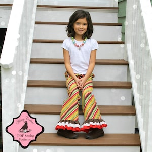 How to make single double or triple ruffle capris and pants PDF sewing pattern preemie size to 10 years