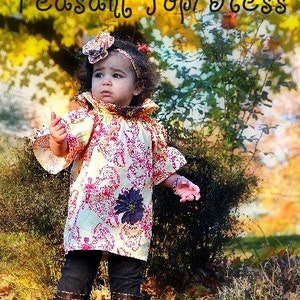 Girls Peasant Top/Dress Sewing Pattern with high collar newborn through 12 girls 3 sleeve lengths PDF Whimsy Couture image 4