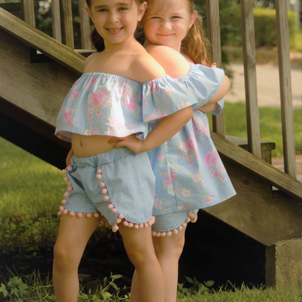 Girls Off The Shoulder Top Dress sewing tutorial PDF newborn through 16 teen girls