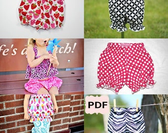 Bloomers Sewing Pattern Kids Bloomer Pattern short and longer version nb-6 girls PDF