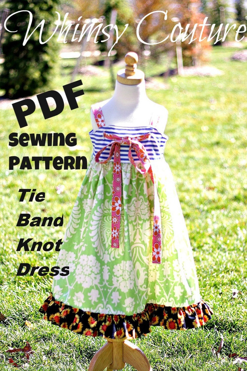 How to make a knot dress with tie bands sewing pattern sizes newborn through 12 girls PDF image 4