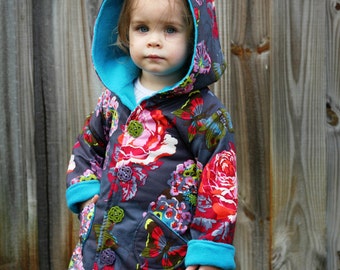 Girls Jacket Pattern with ruffles --Hooded Jacket -- for Boys as well (reversible) 2t - 10 Instant