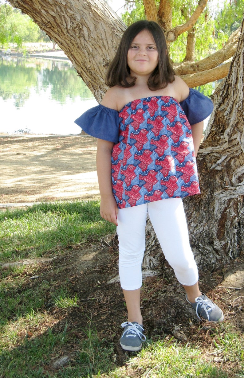 Girls Off The Shoulder Top Dress sewing tutorial PDF newborn through 16 teen girls image 5