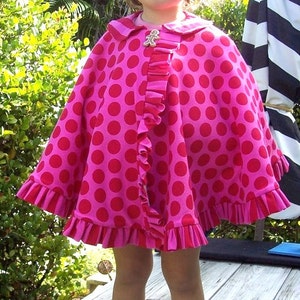 Cape Pattern for girls w.collar option and ruffle 18m-10 girls Instant