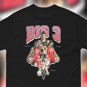 Vintage Style Las Vegas Aces WNBA Big 3 T-Shirt / Jackie Young / Kelsey Plum / A&#39;Ja Wilson / Kate Martin / nba / Basketball Tee / Retro