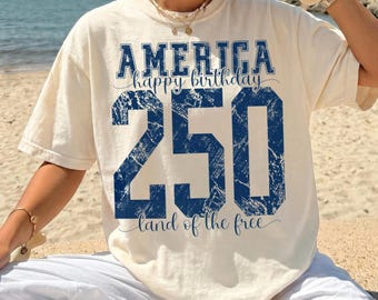 America 250 Birthday Tshirt Fourth of July Shirt Distressed Patriotic Clothing Women USA Anniversary Outfit Freedom Summer Graphic Tee Shirt