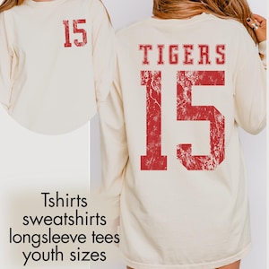 Comfort Colors Custom Sports Number Sweatshirt Team Spirit Wear Game Day Sweatshirt Sports Mom Crewneck Name and Number Shirt Team Shirts
