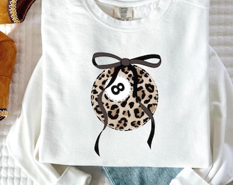 Comfort Colors® Leopard 8 Ball Shirt Leopard Coquette Gift Lucky 8-Ball T-shirt Gift for Her 8-ball Sweatshirt for Women Trending Shirt Gift