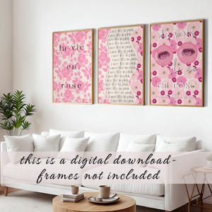 Pink Wall Art Print Flower Set of 3 Print Wall Art Trendy Wall Art Pink Decor Aesthetic Downloadable Wall Art Prints Triptych Art Print Wall
