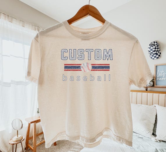 Comfort Colors Custom Cropped TShirt Baseball Team Shirt Retro Design Letters Team Tee Shirt Gift for Player Distressed Baseball Boxy Tee