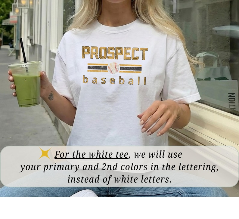 Comfort Colors Custom Cropped TShirt Baseball Team Shirt Retro Design Letters Team Tee Shirt Gift for Player Distressed Baseball Boxy Tee White