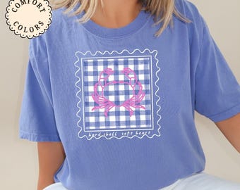 Comfort Colors Crab Shirt Cute Vacation Tees Coquette Coastal Summer Shirt Beach Lover Gift Trendy Crustacean Tshirt Ocean Summer Vibes Gift