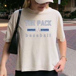 Comfort Colors Custom Cropped TShirt Baseball Team Shirt Retro Design Letters Team Tee Shirt Gift for Player Distressed Baseball Boxy Tee image 12