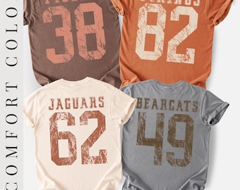 Comfort Colors® Custom Mascot Sweatshirt Personalized Team Name & Number Vintage Game Day Crewneck Football Spirit Shirt School Team Hoodie