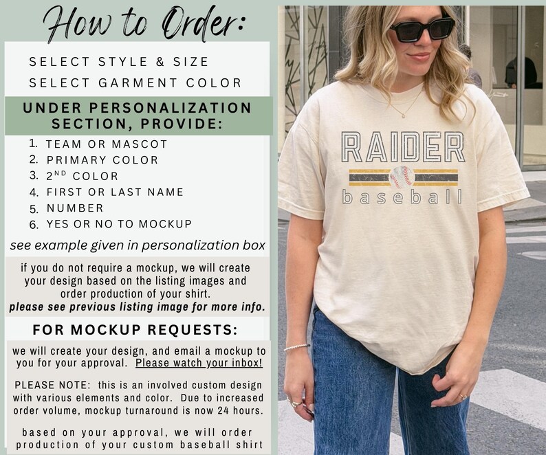 Custom Baseball Shirt Retro Style T Shirt Comfort Colors® Shirt Baseball Team Name Shirt Personalized Mom Baseball Tees Vintage-Inspired Tee image 6