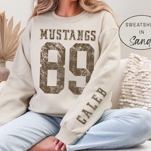 Custom Number Shirt Game Day, Name on Sleeve Sweater, Basketball Mom Shirt, Football Fan Hoodie for Her, Mama Hoodie with Names, Number Tee image 6